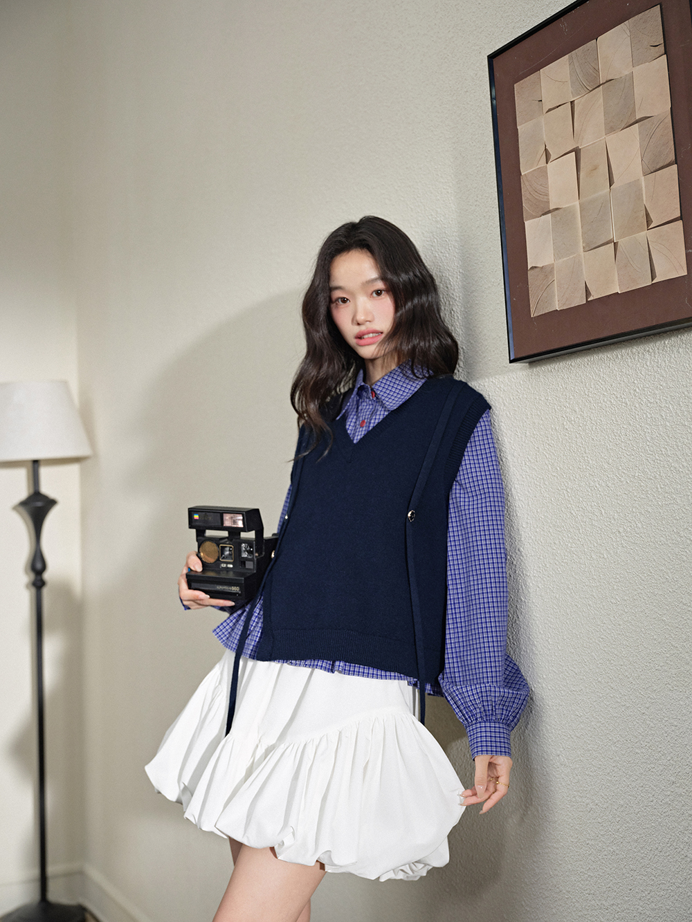 Vest and Ribbon Tie Dress