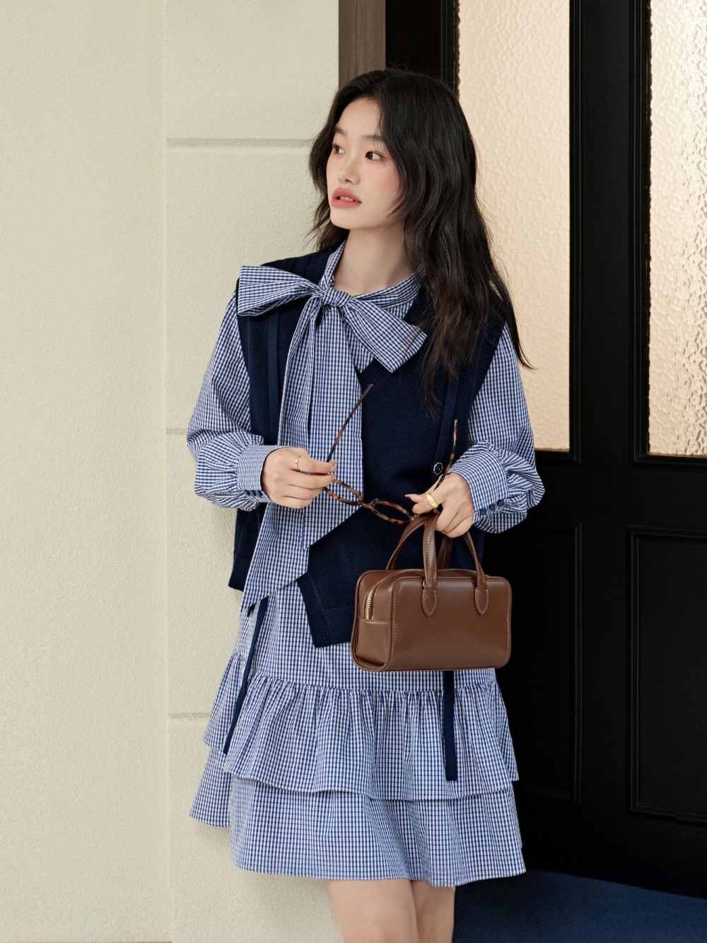 Vest and Ribbon Tie Dress