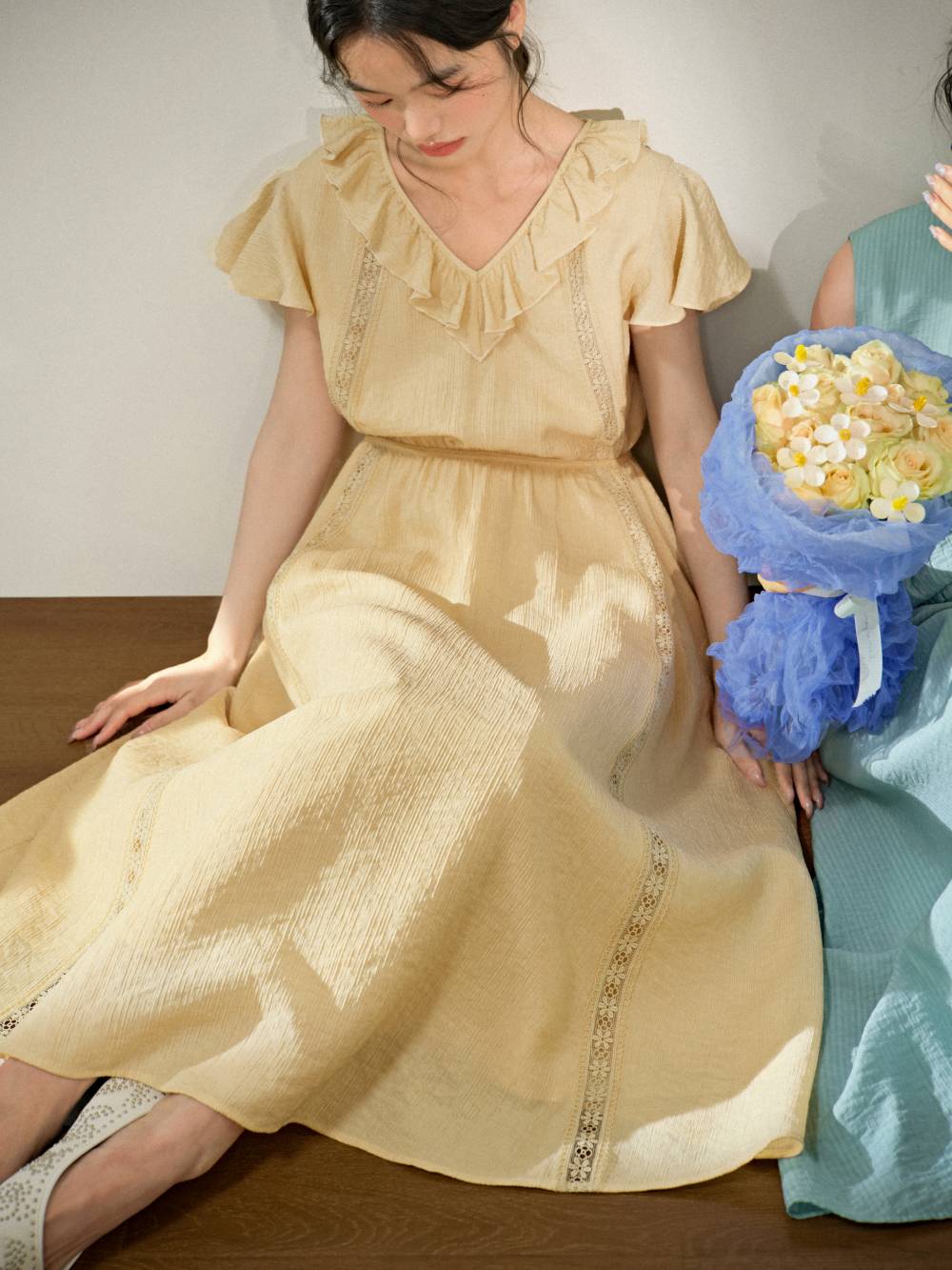 Ruffled V-Neck Dress