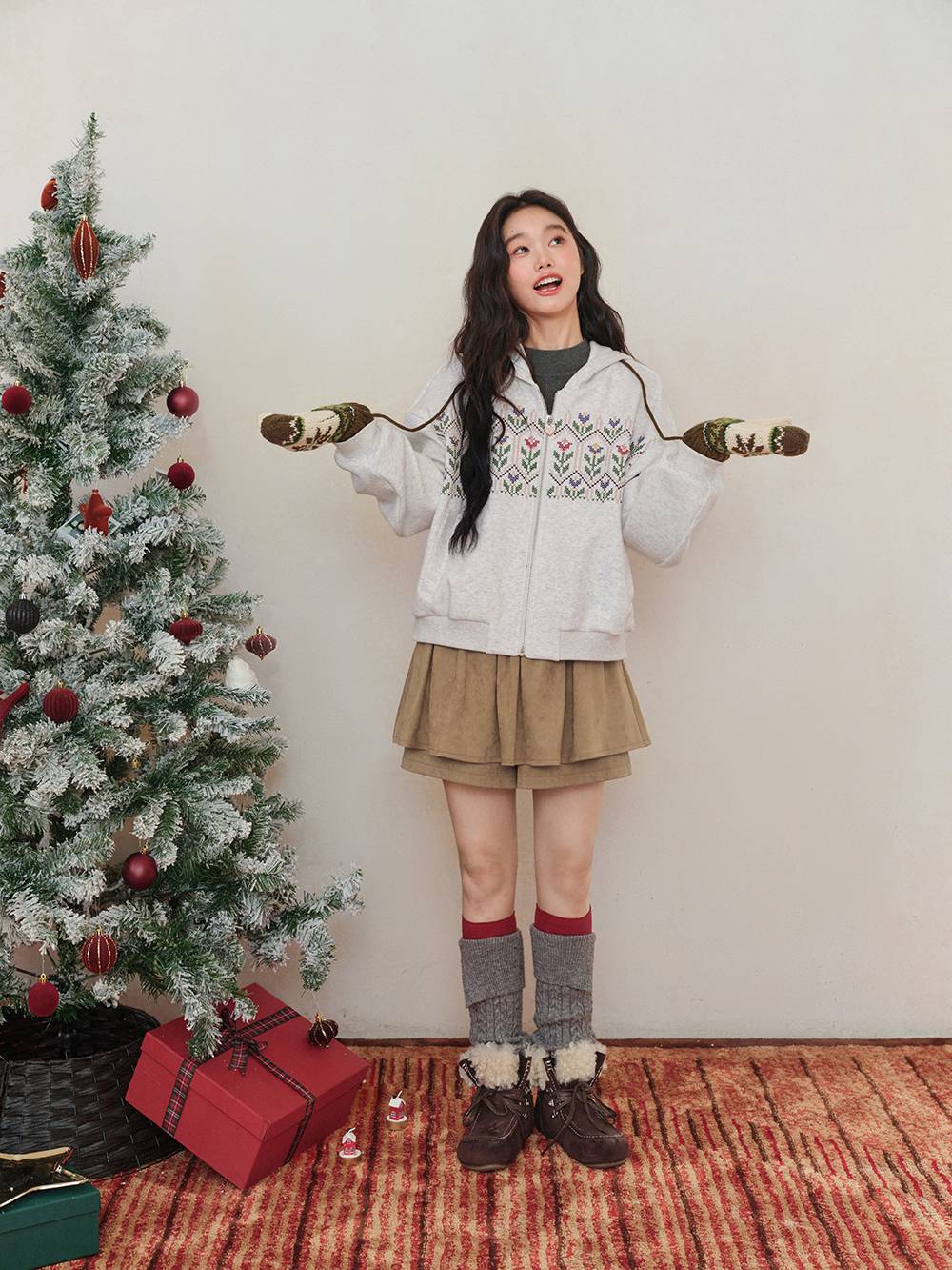 Floral Zip Up Hoodie