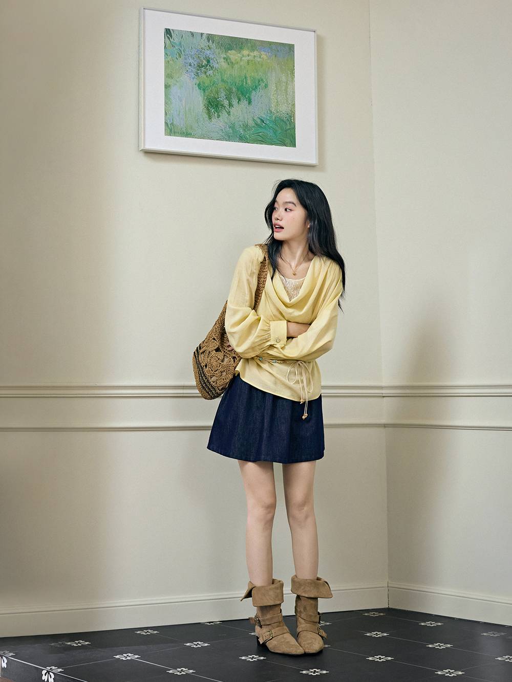 Cowl Neck Long-sleeve Top