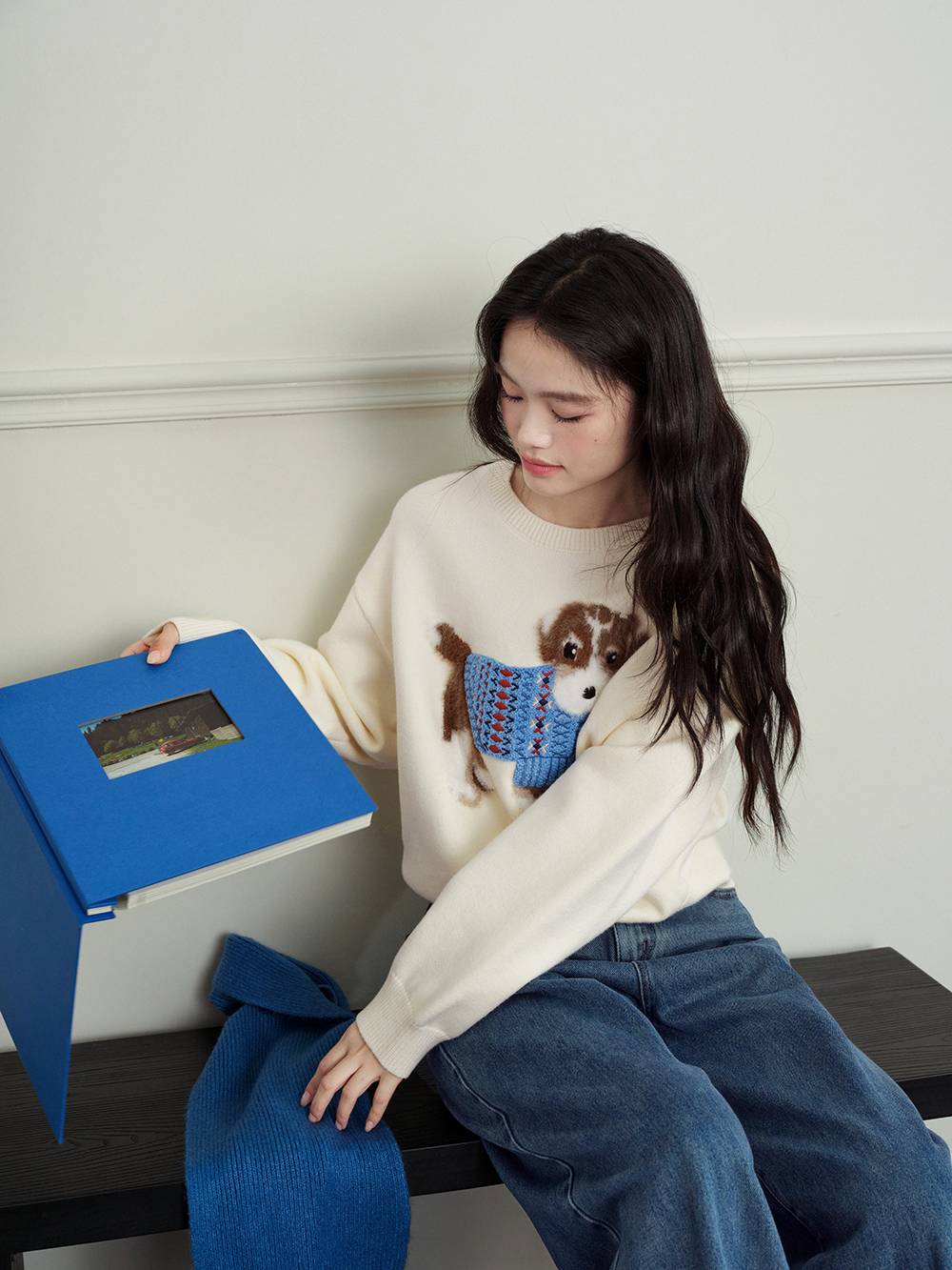 Fluffy Dog Embroidered Sweater