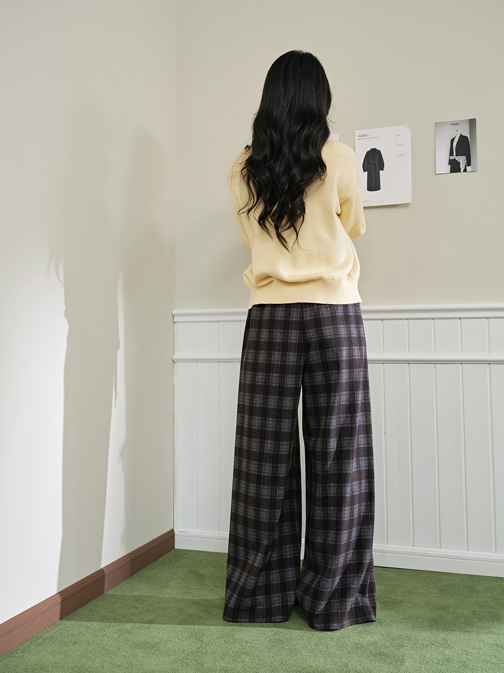 Plaid Elastic Waist Pants