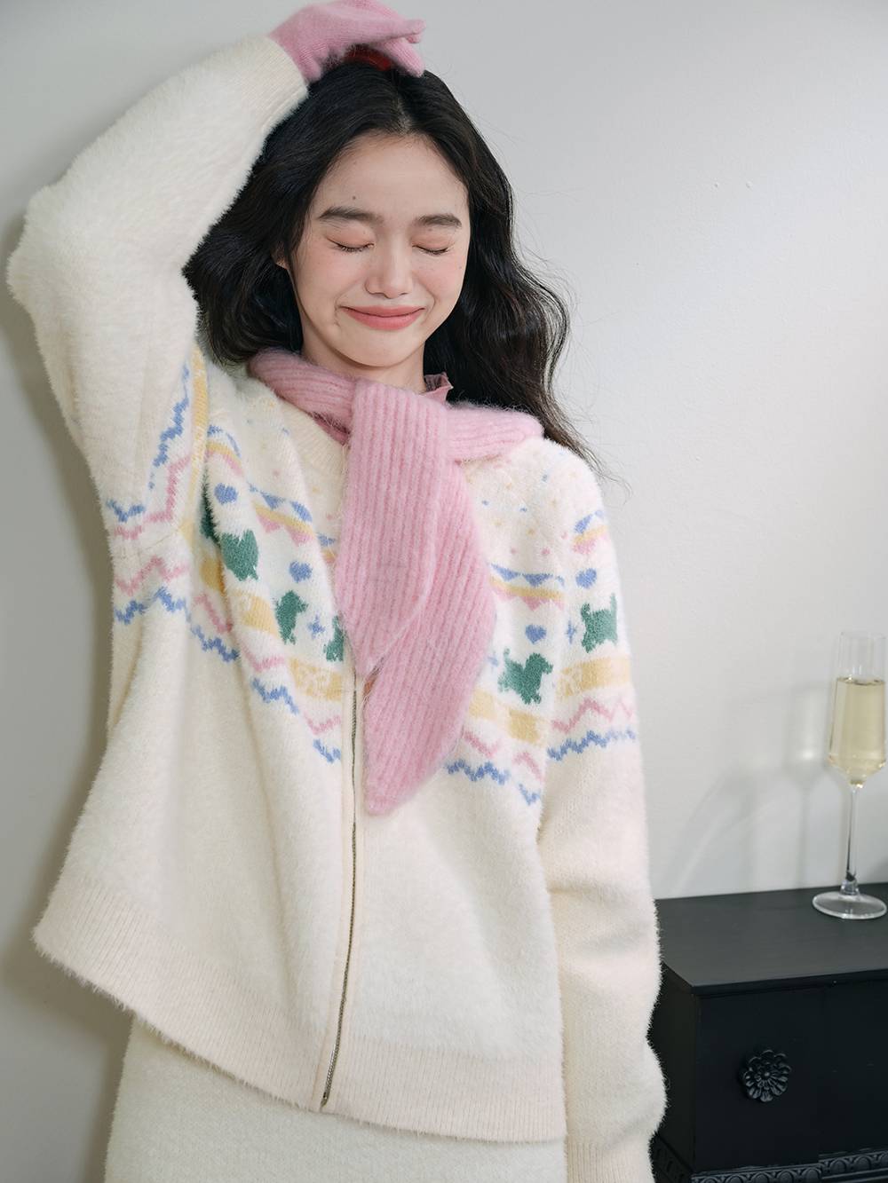 Fair Isle Zip Up Sweater and Skirt