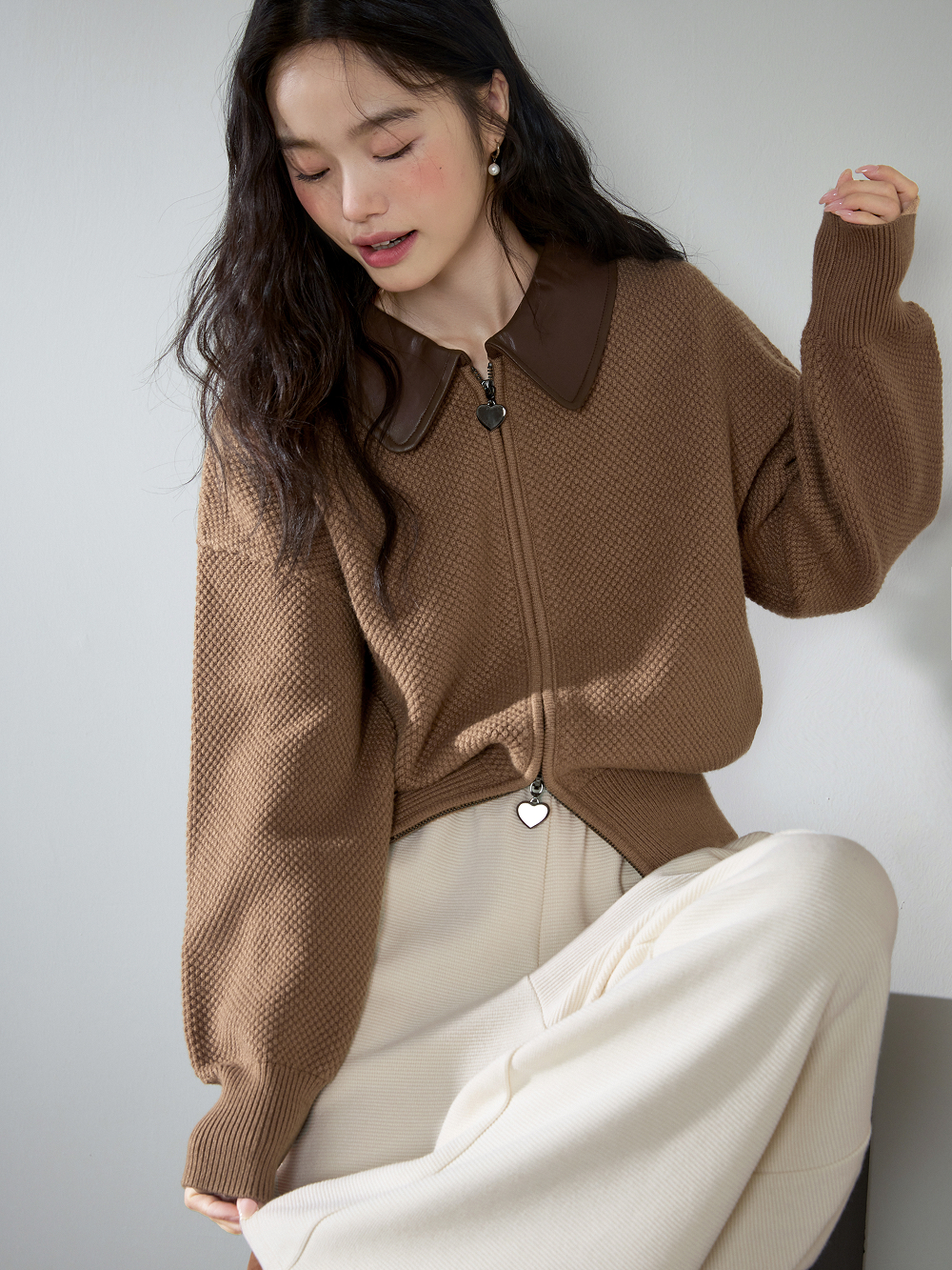 Double Zip Cardigan Sweater