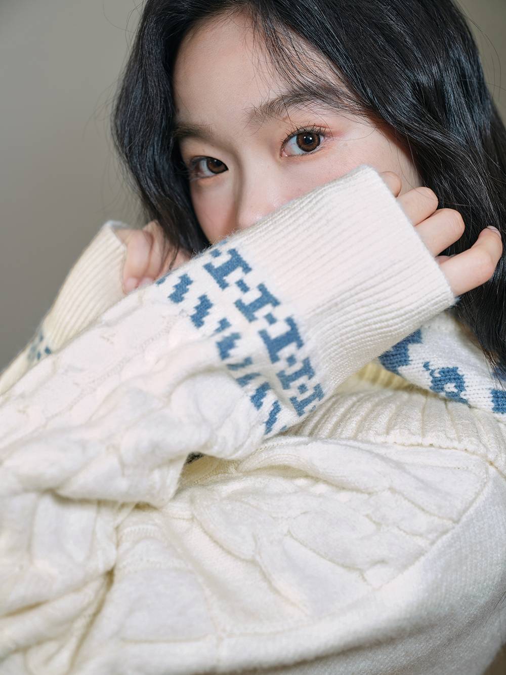 Hooded Scarf and Cable Knit Sweater