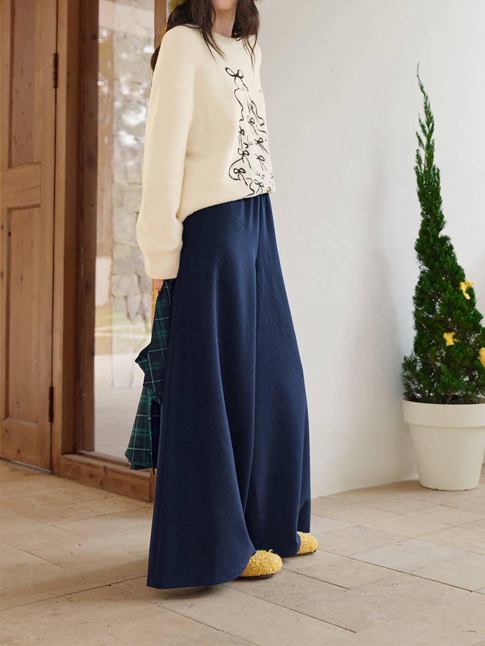 Wrap Tie Wide-Leg Pants