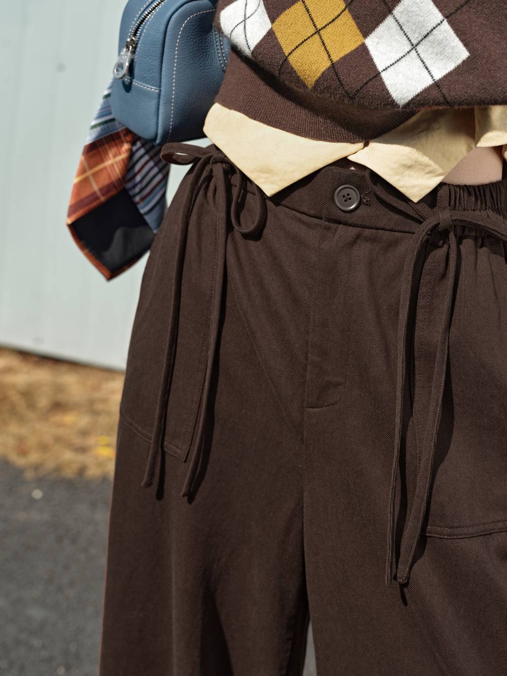 Ribbon Tie Straight Leg Pants