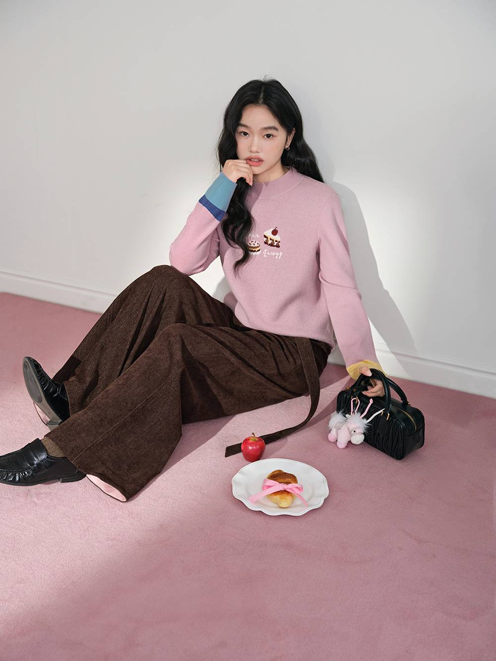 Belted Folded-hem Pants