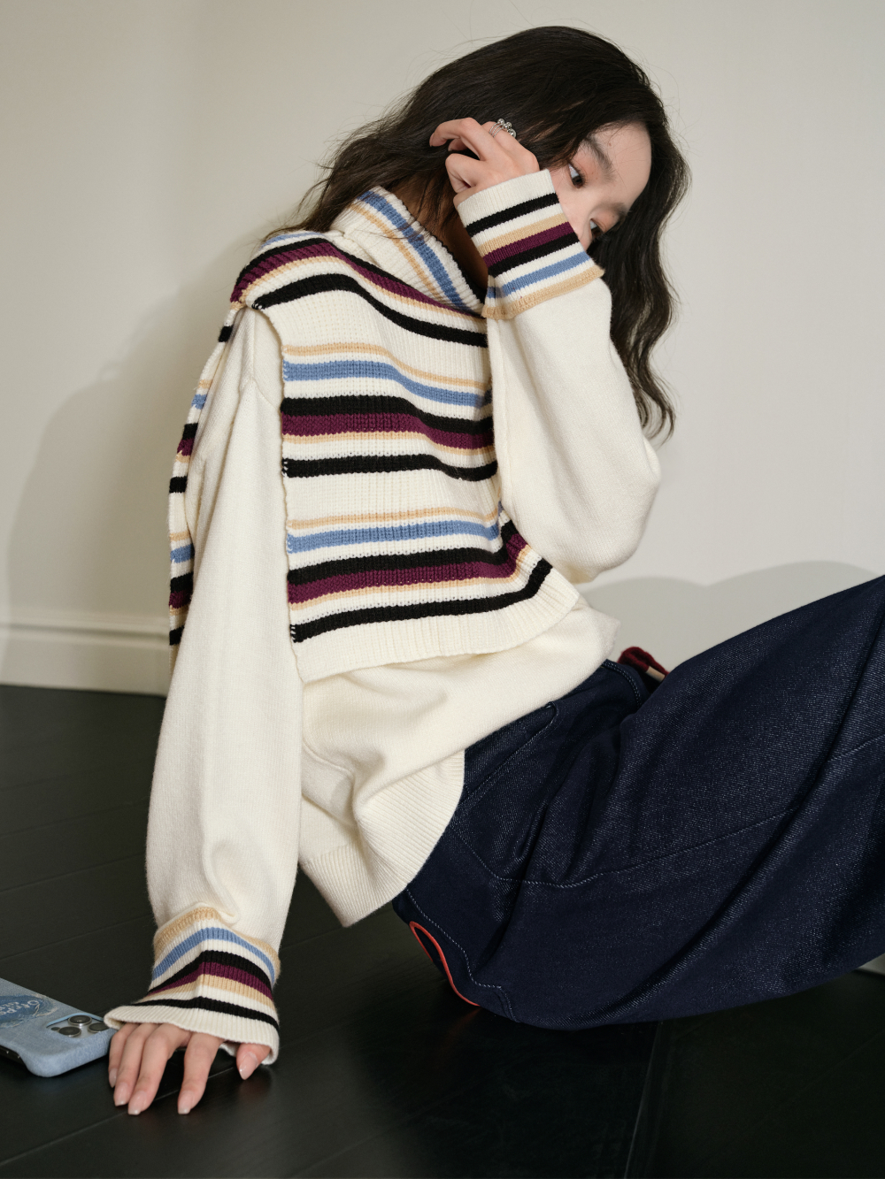 Striped Cape Sweater