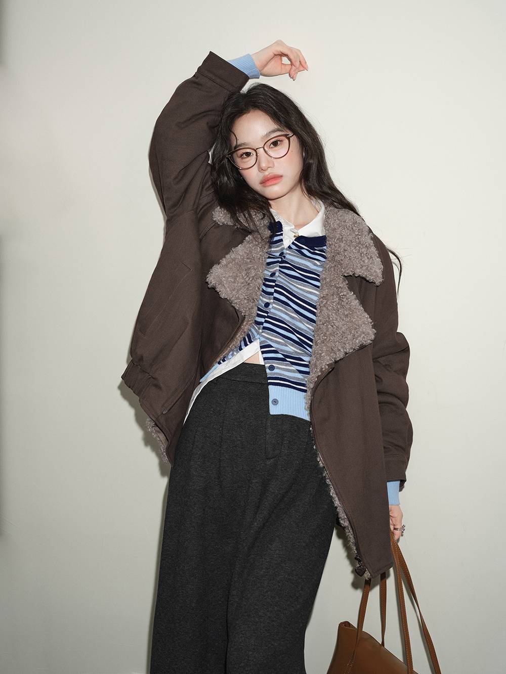 Faux Shearling Collar Jacket