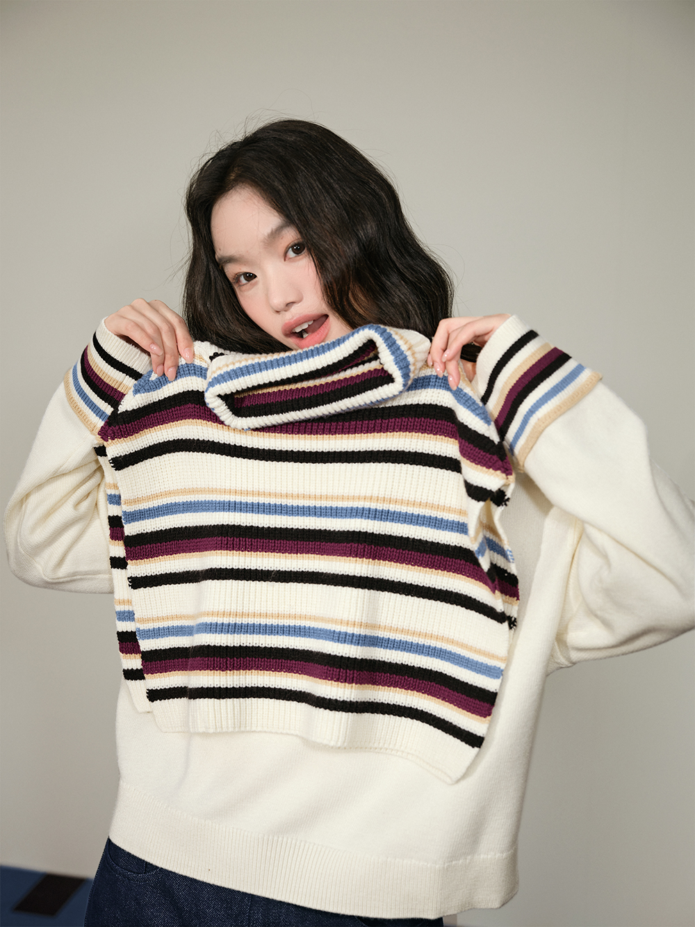 Striped Cape Sweater