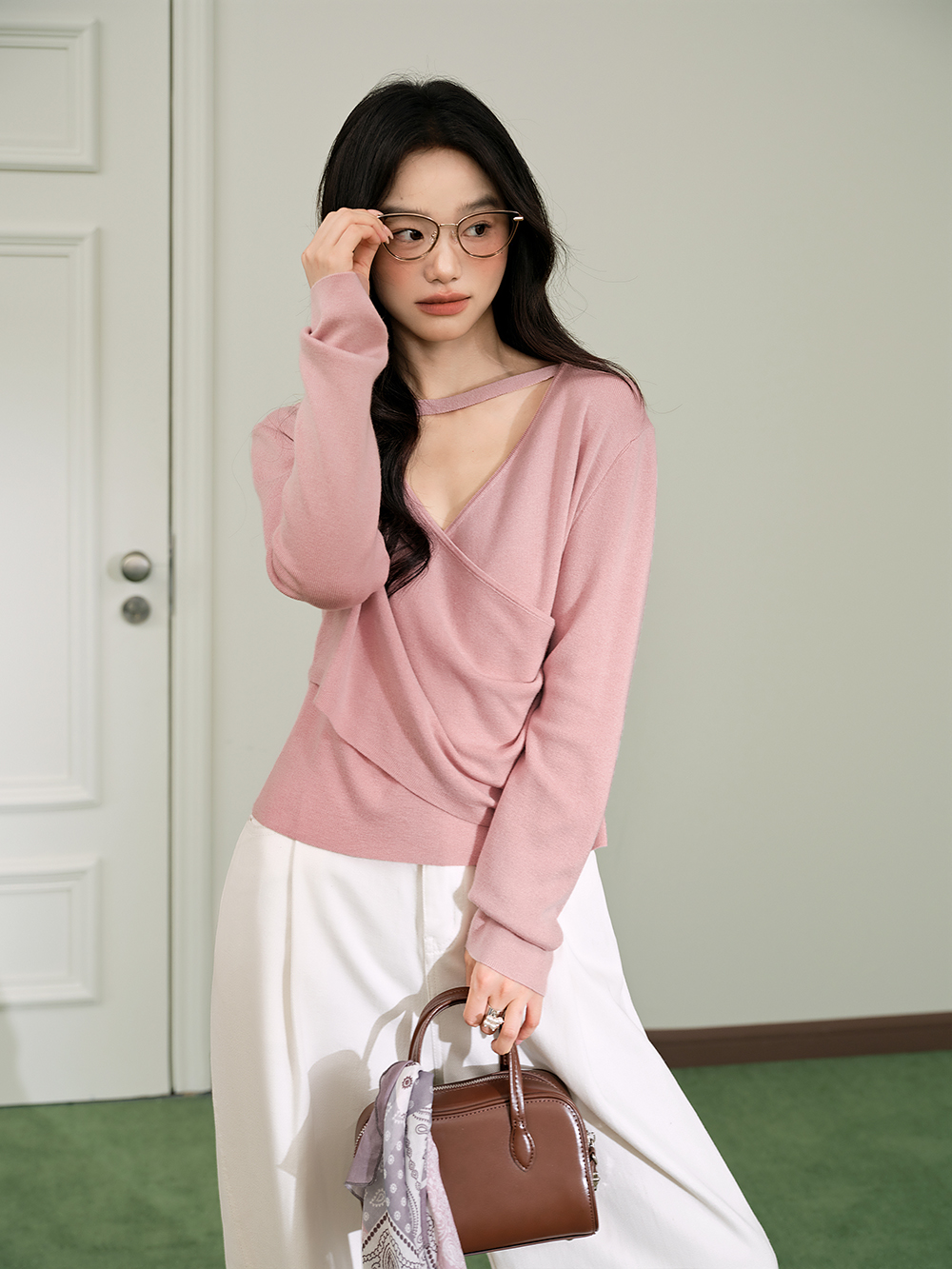 Front Cut-Out Knit Top