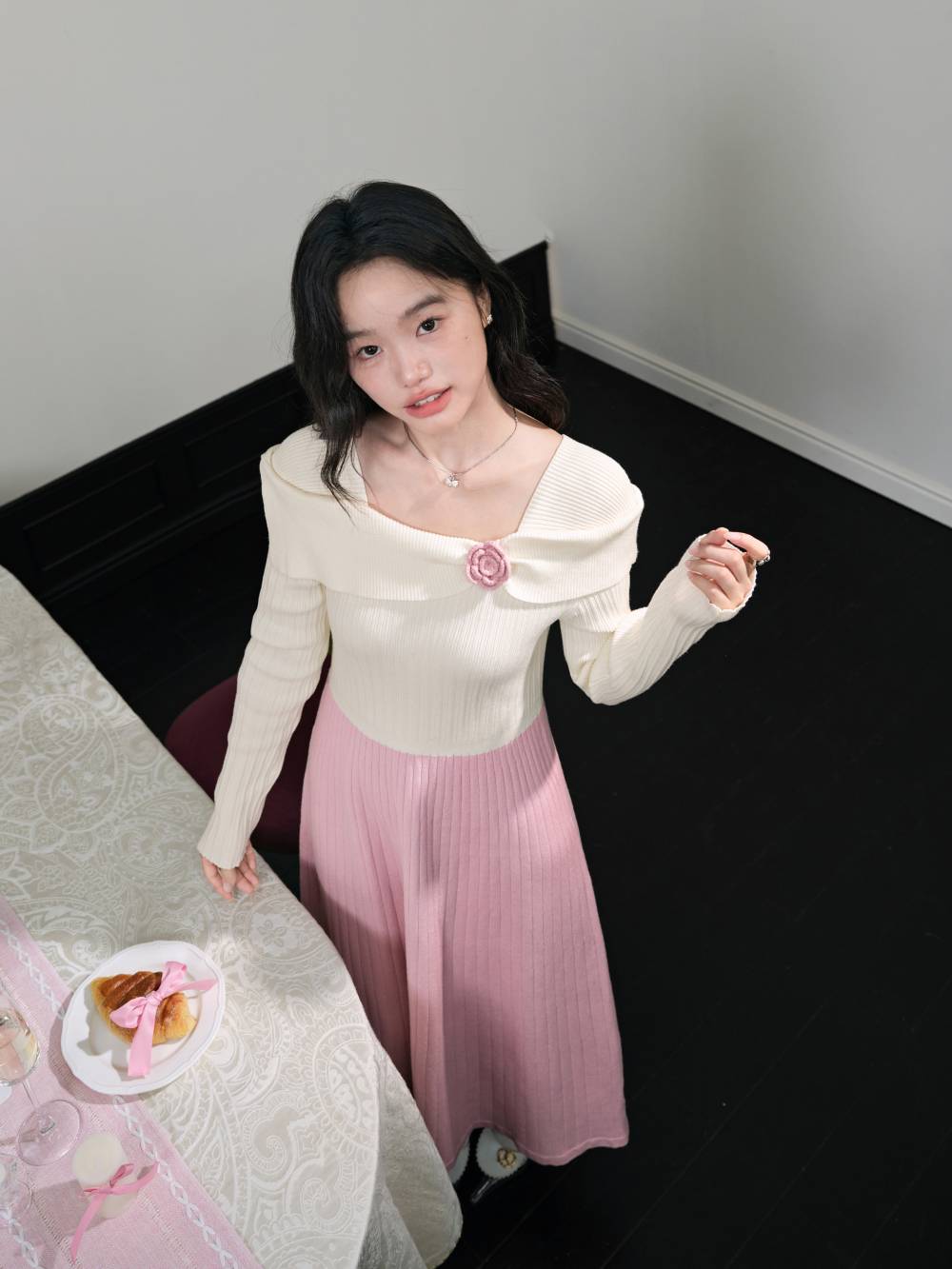 Two-Tone White-Pink Dress