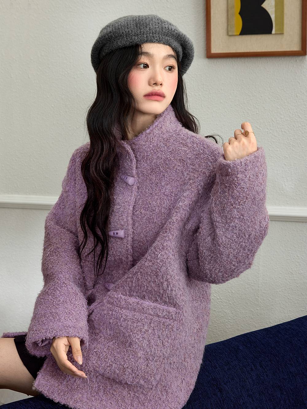 Purple Wool-Blend Jacket