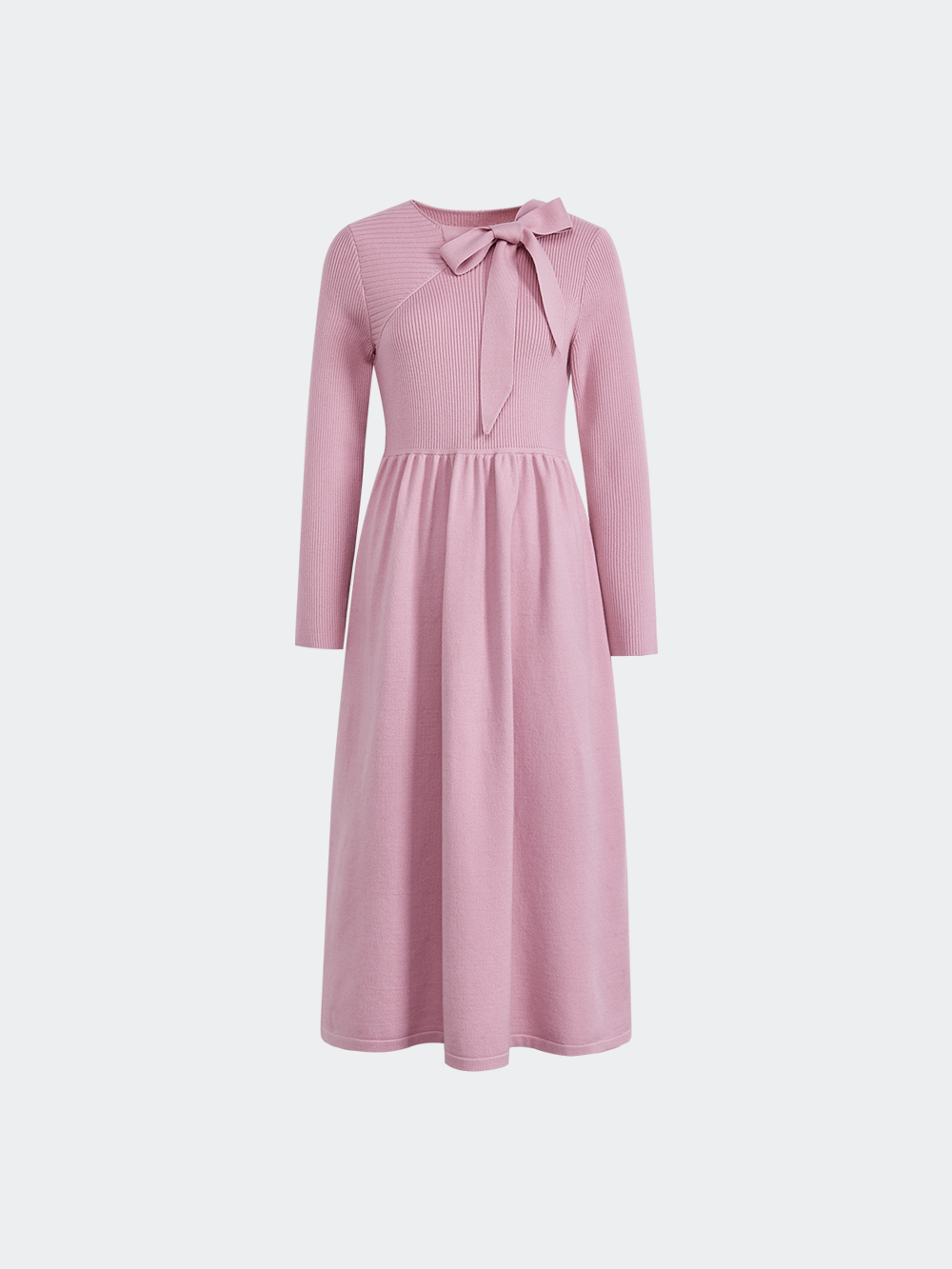 Ribbon Tie Neck Knit Dress