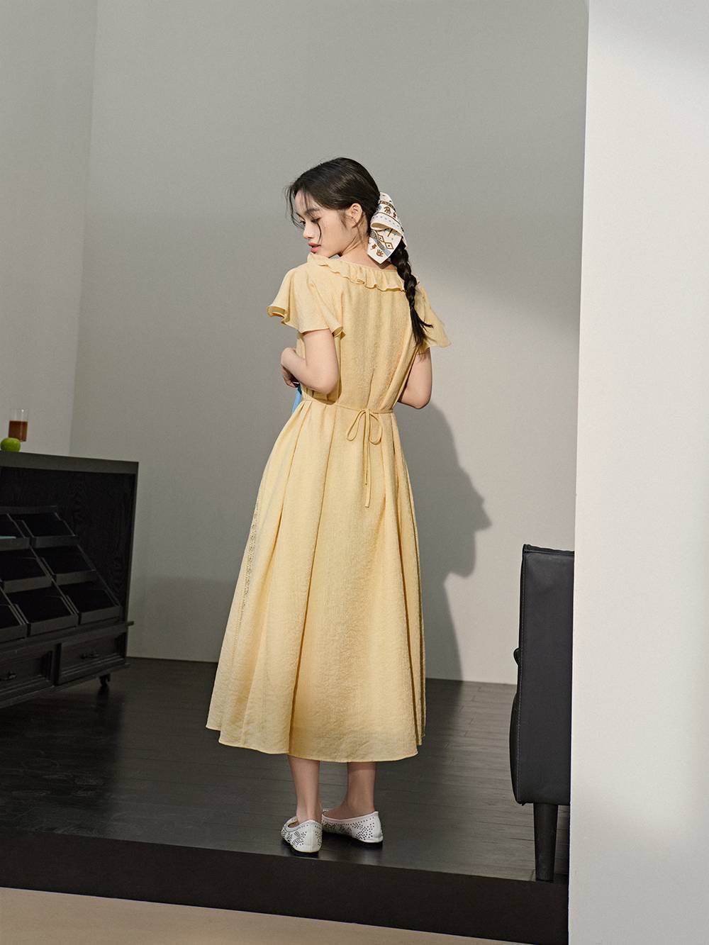 Ruffled V-Neck Dress