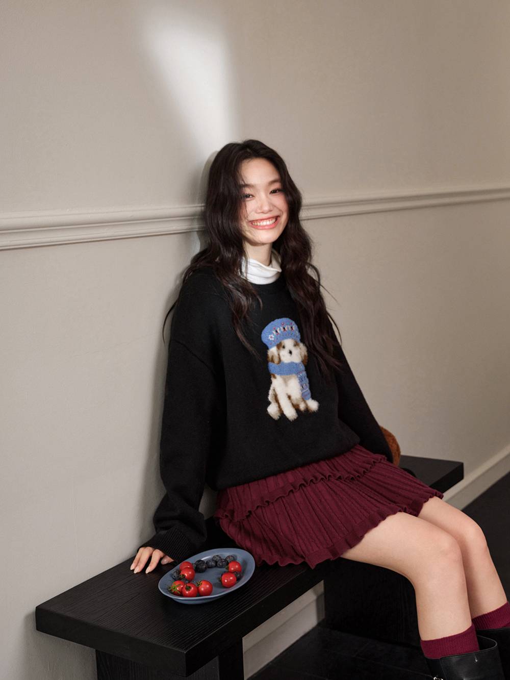 Fluffy Dog Embroidered Sweater