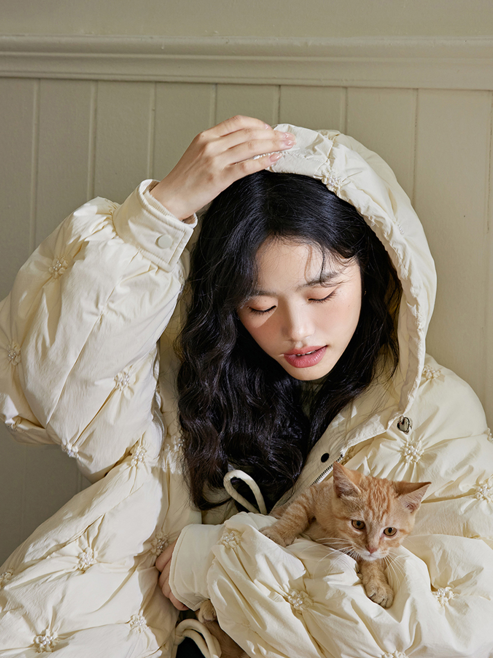 Hooded Bow Puffer Jacket