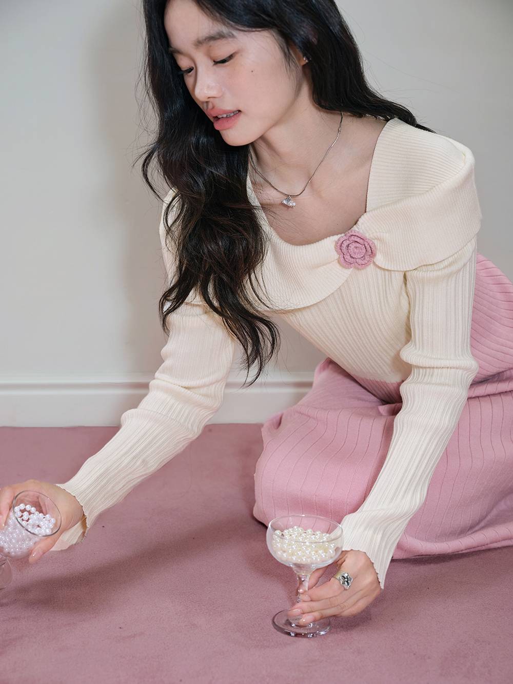 Two-Tone White-Pink Dress