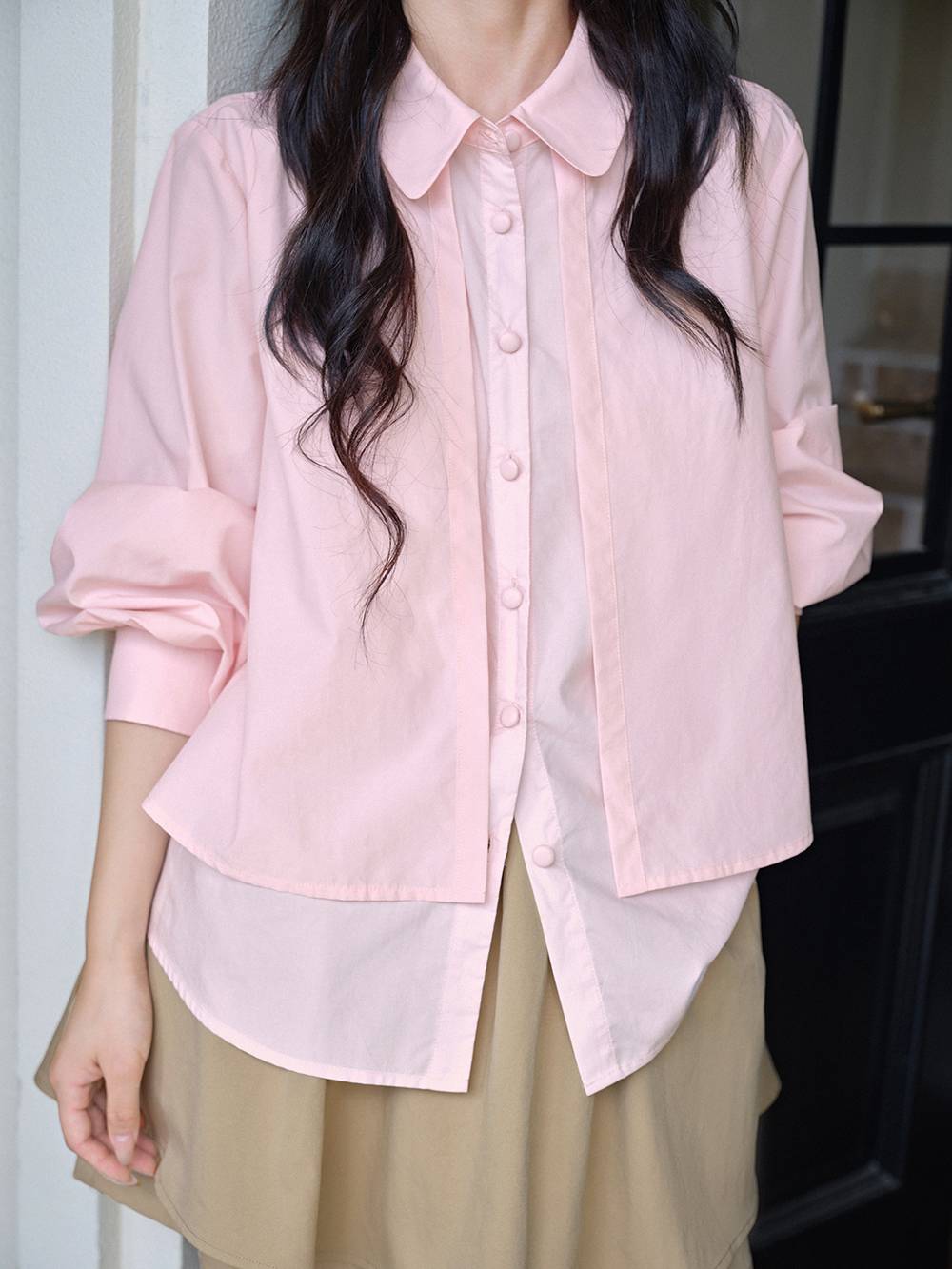 Pink Layered Look Blouse