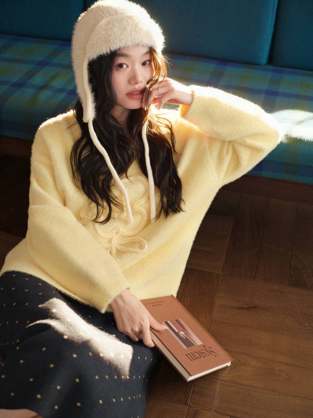 Neck Tie 3D Embroidered Sweater