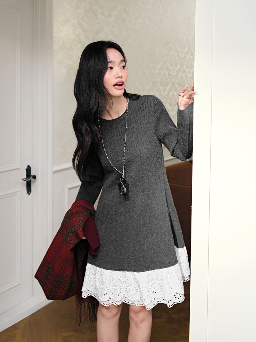 Layered Lace Hem Dress