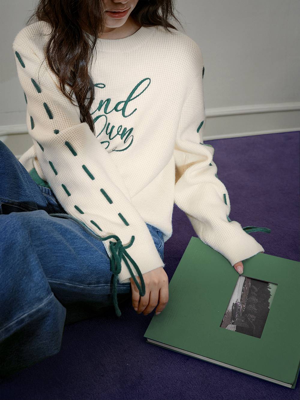 Decorative Rope-Sleeve Sweater