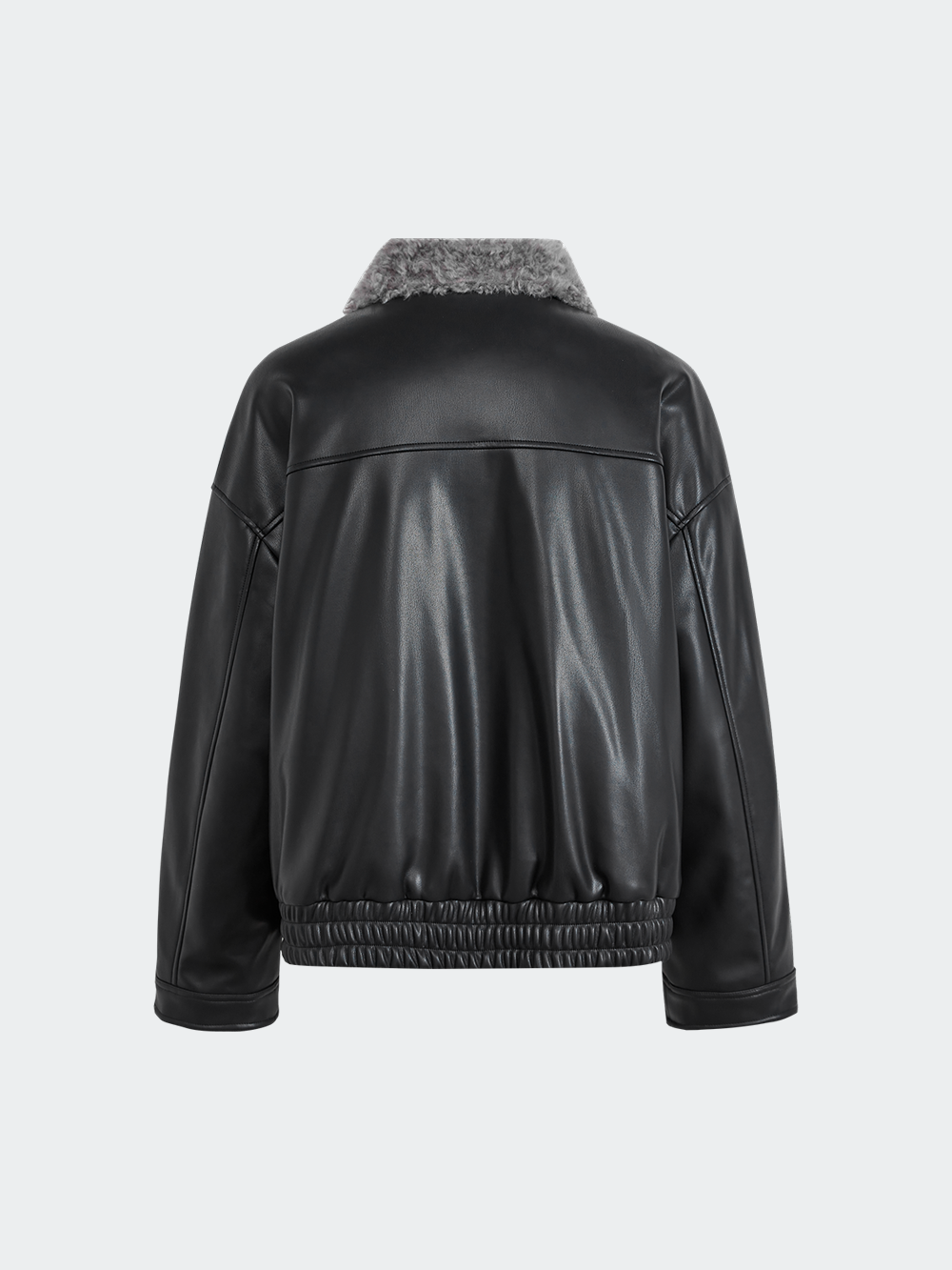 Furry Collar Faux Leather Jacket