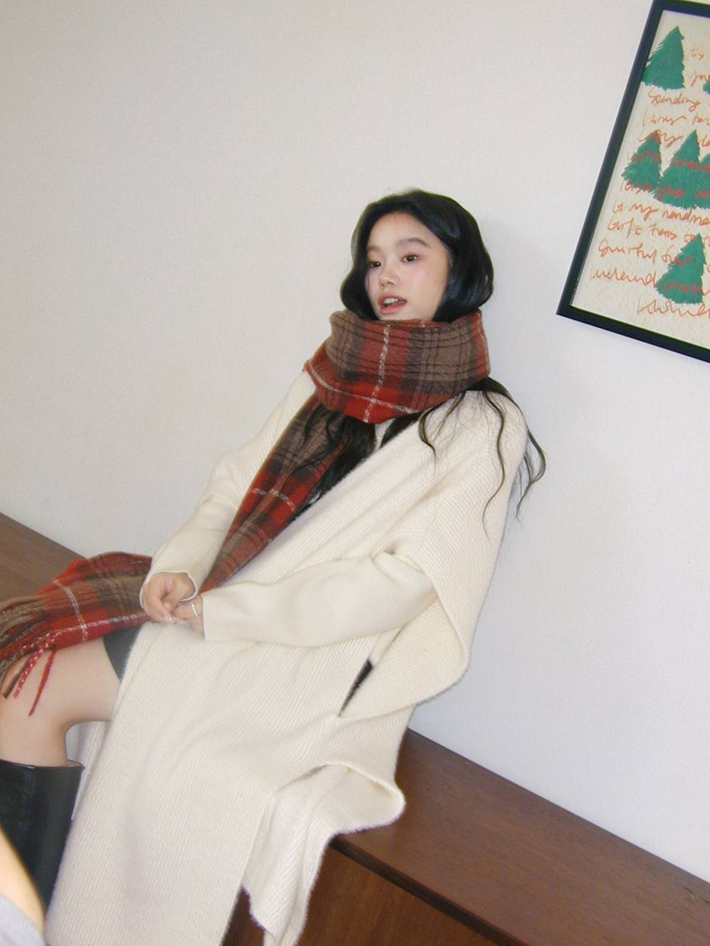 Longline Cardigan and Mock Neck Sweater