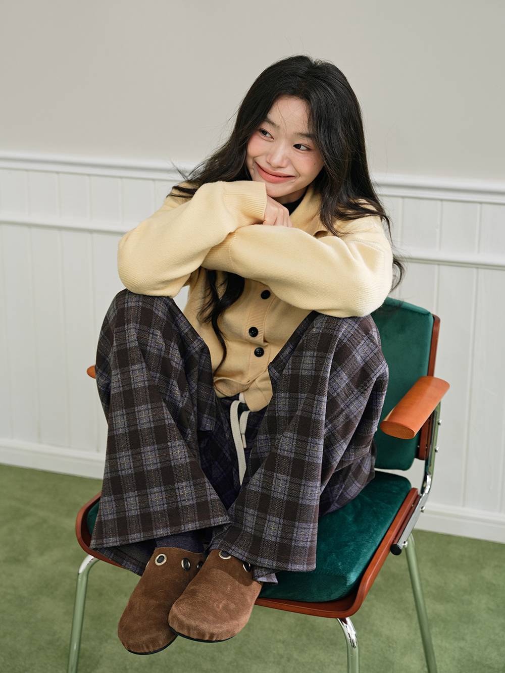 Plaid Elastic Waist Pants