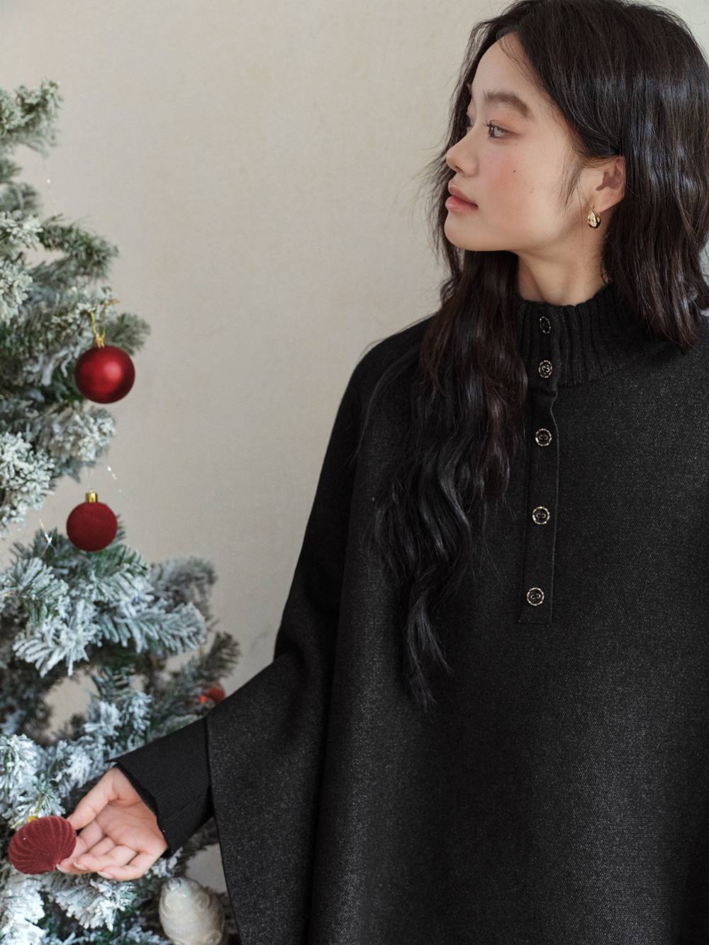 Mock Neck Cape Sweater