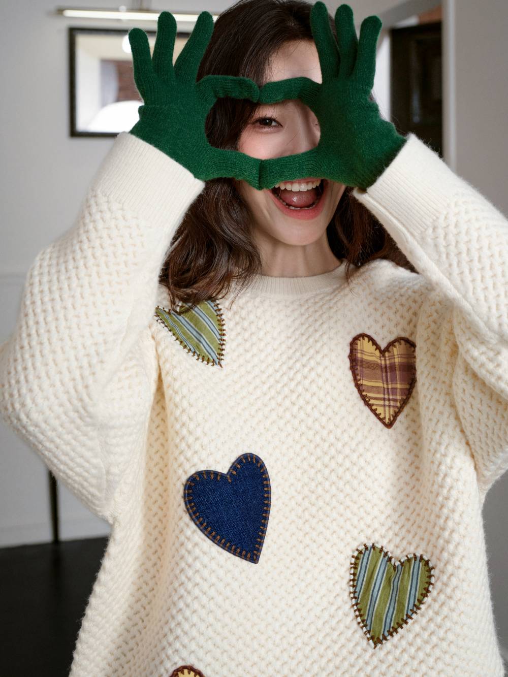 Heart-Shaped Embroidered Sweater
