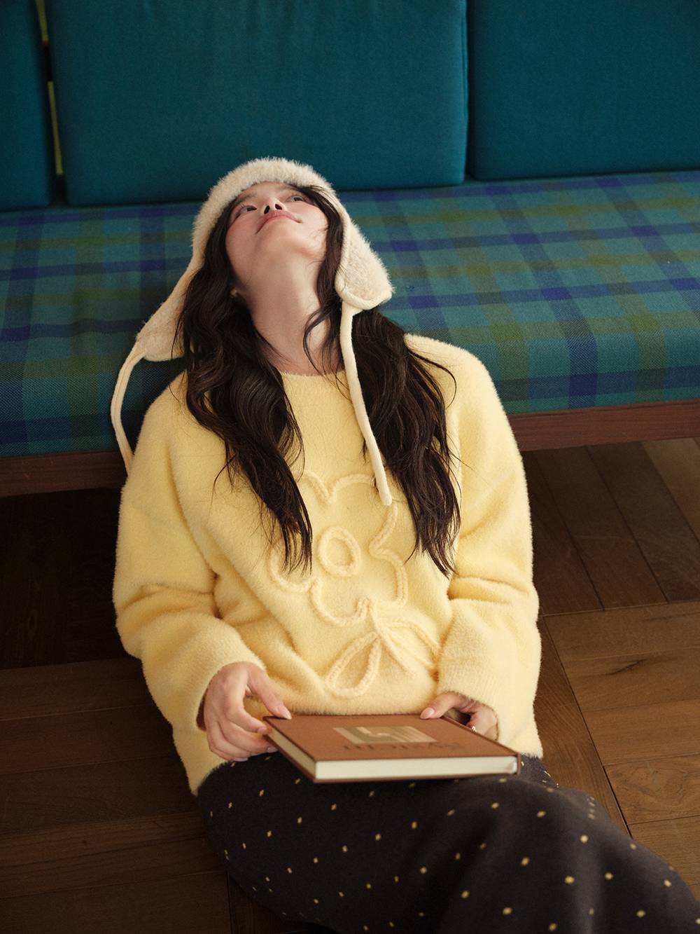 Neck Tie 3D Embroidered Sweater