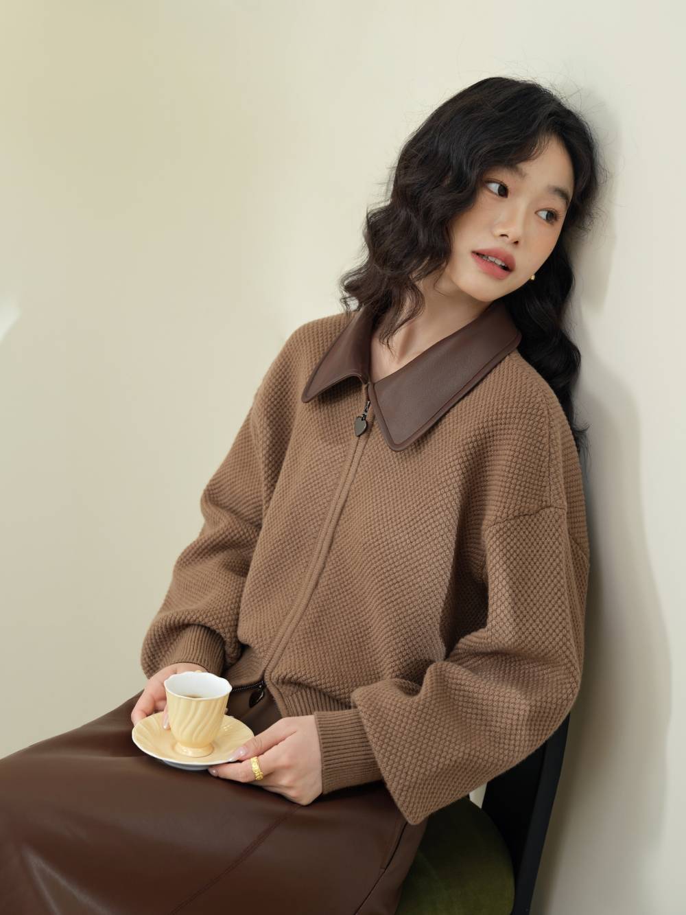 Double Zip Cardigan Sweater