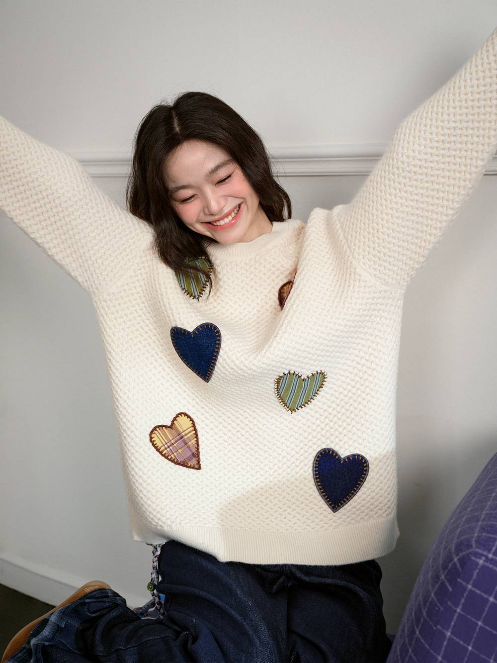 Heart-Shaped Embroidered Sweater
