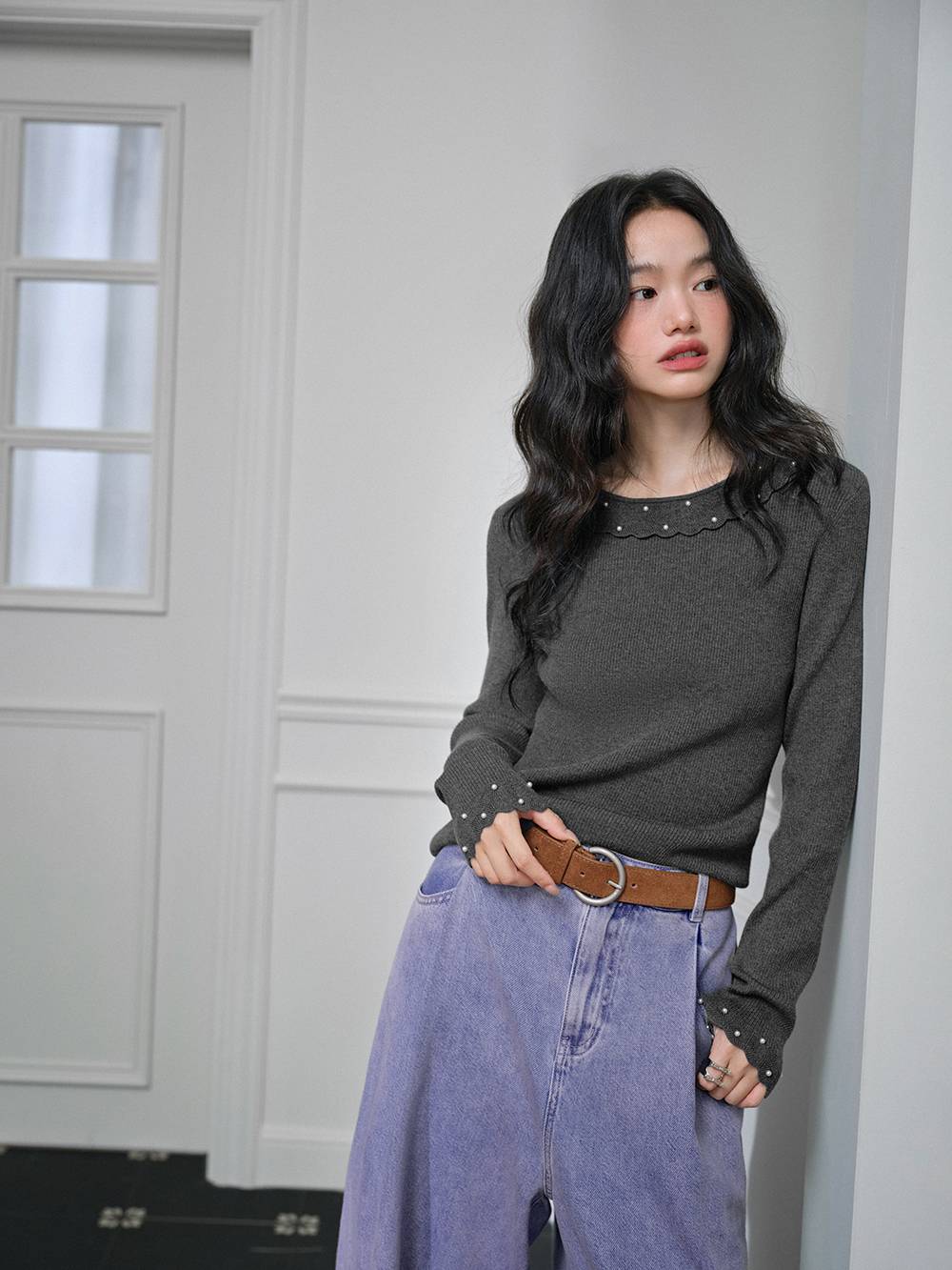 Pearl Embellished Knit Top