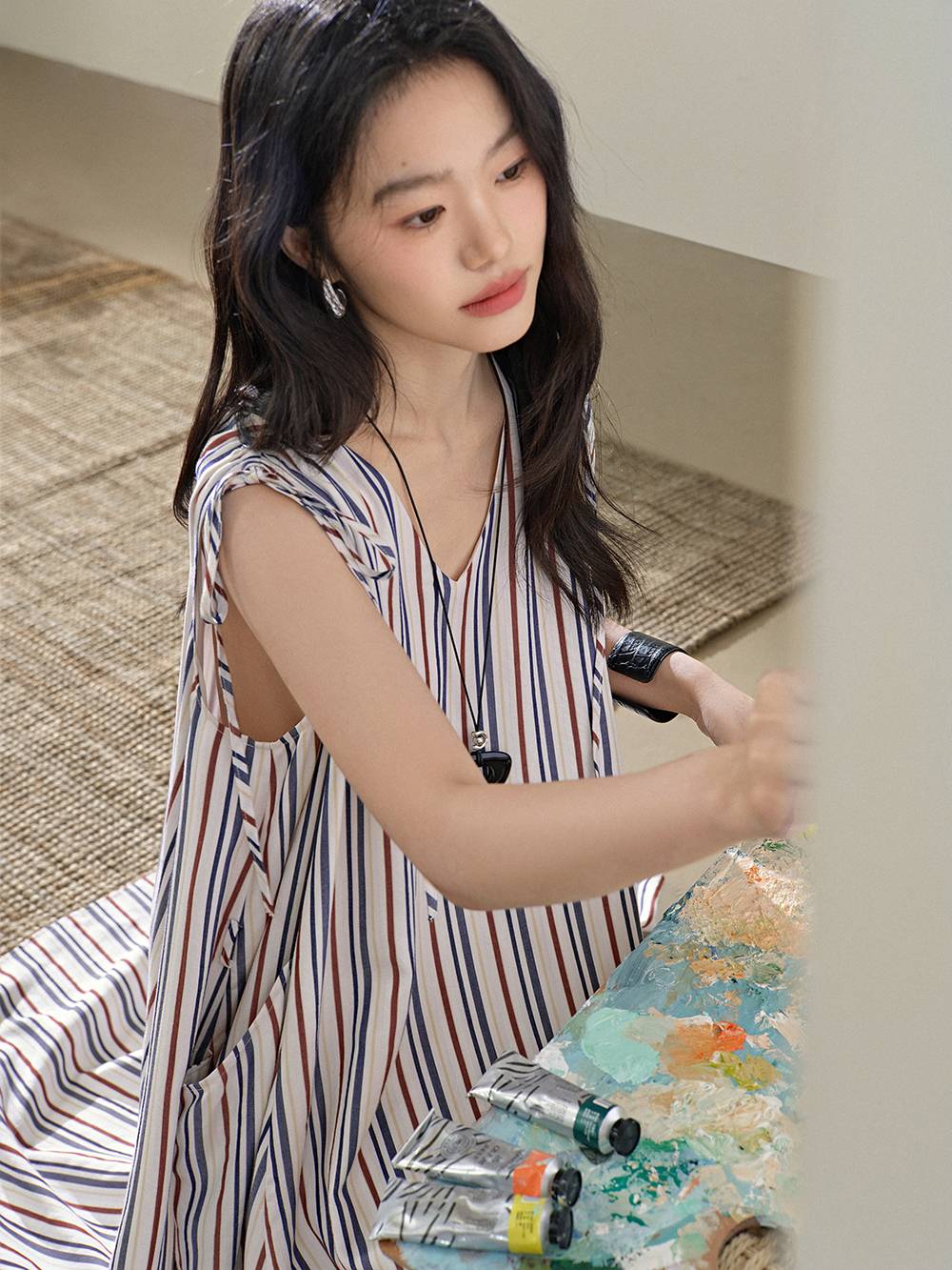 Belted Striped Dress