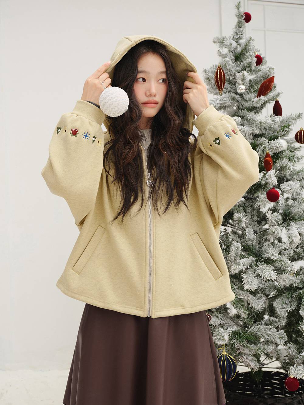 Embroidered Zip Up Hoodie