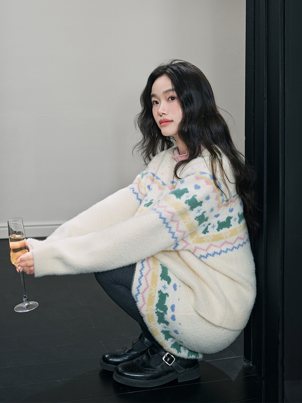 Fair Isle Zip Up Sweater and Skirt