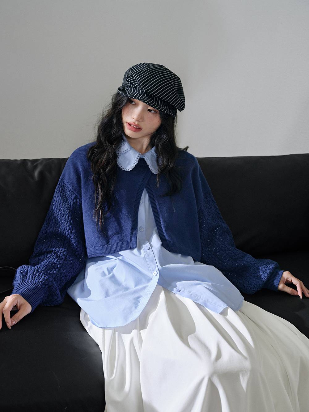 Open Front Cropped Top and Shirt