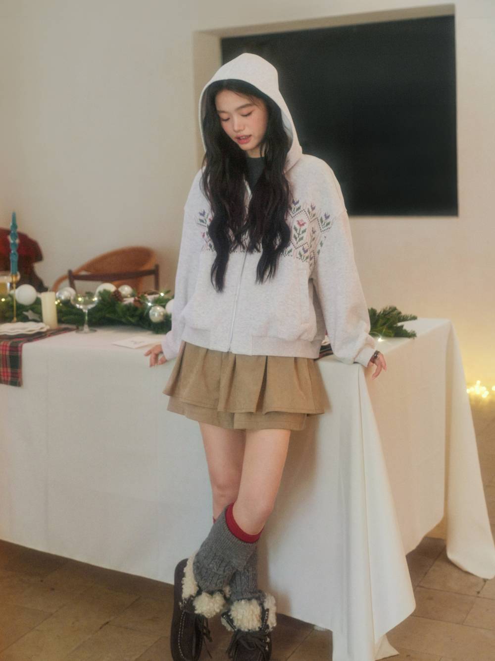 Floral Zip Up Hoodie