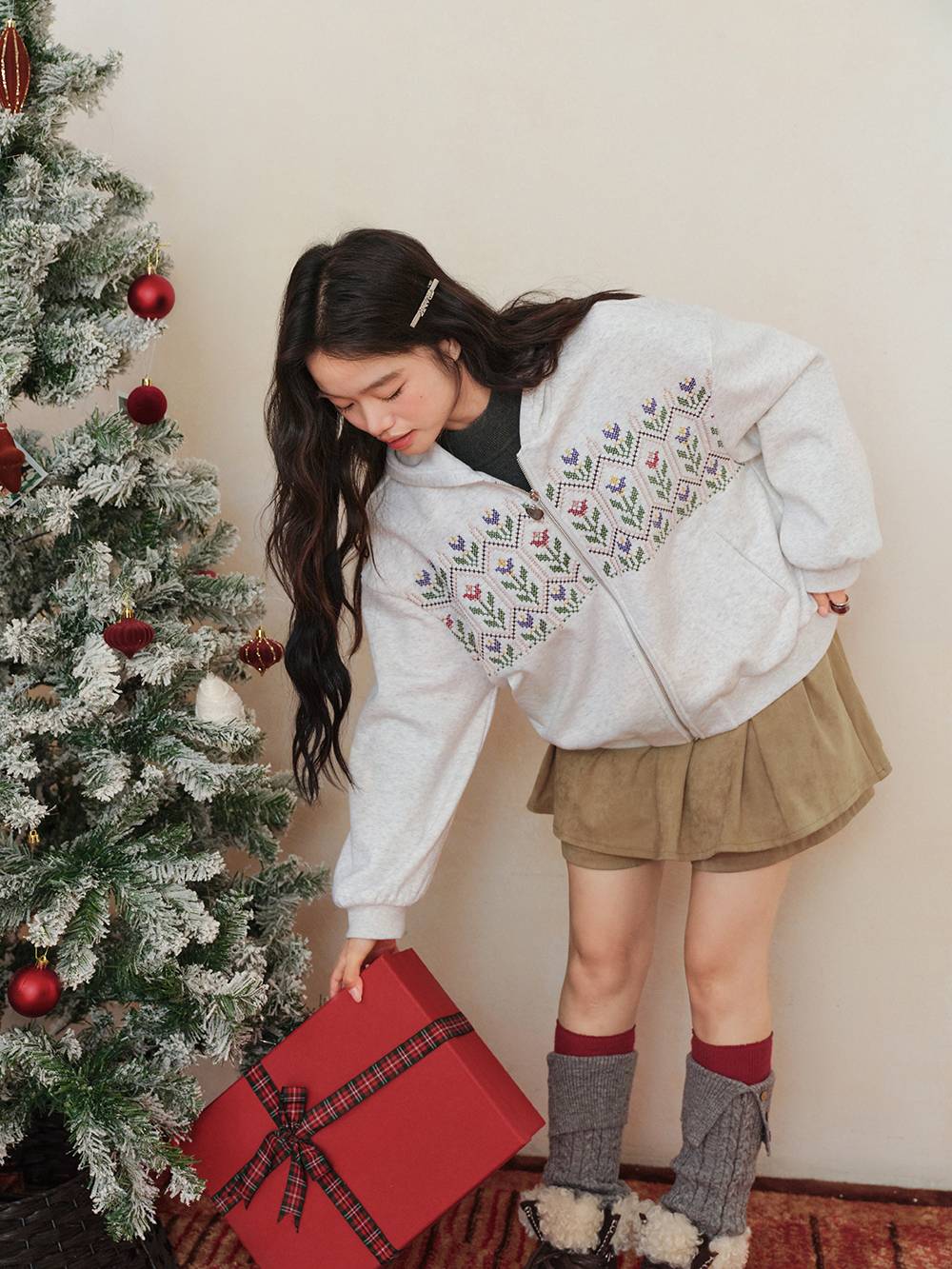 Floral Zip Up Hoodie