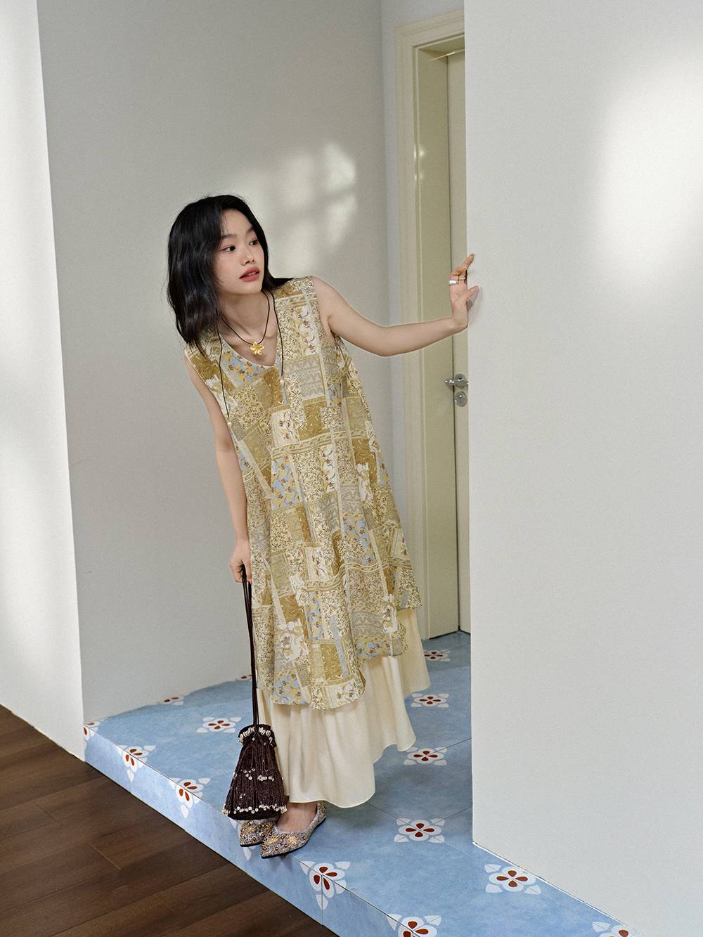 V-neck Layered Dress