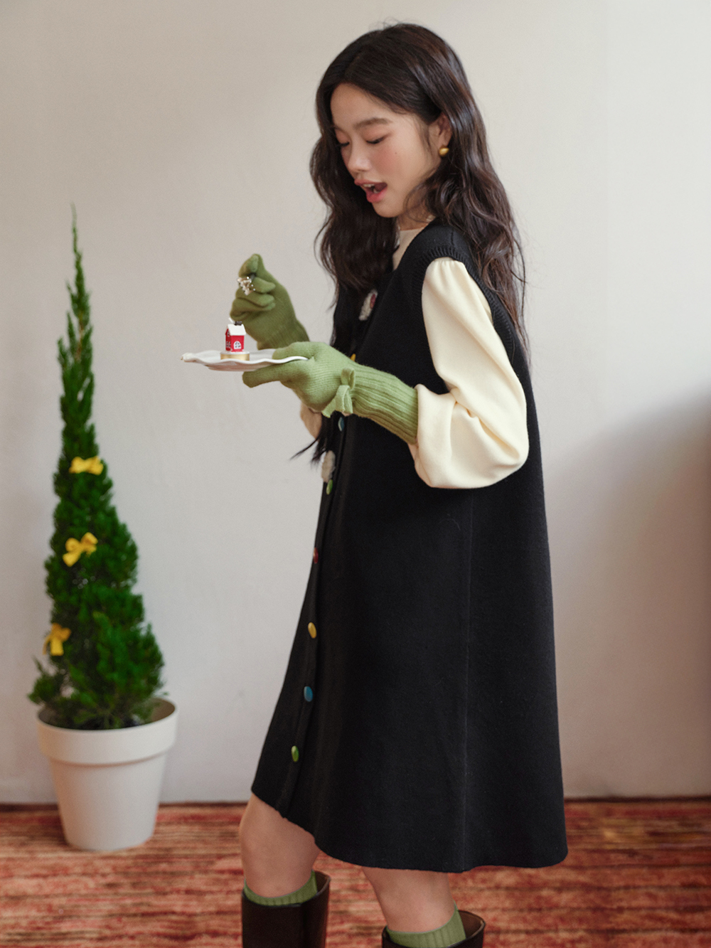 Sleeveless Colourful Button Dress