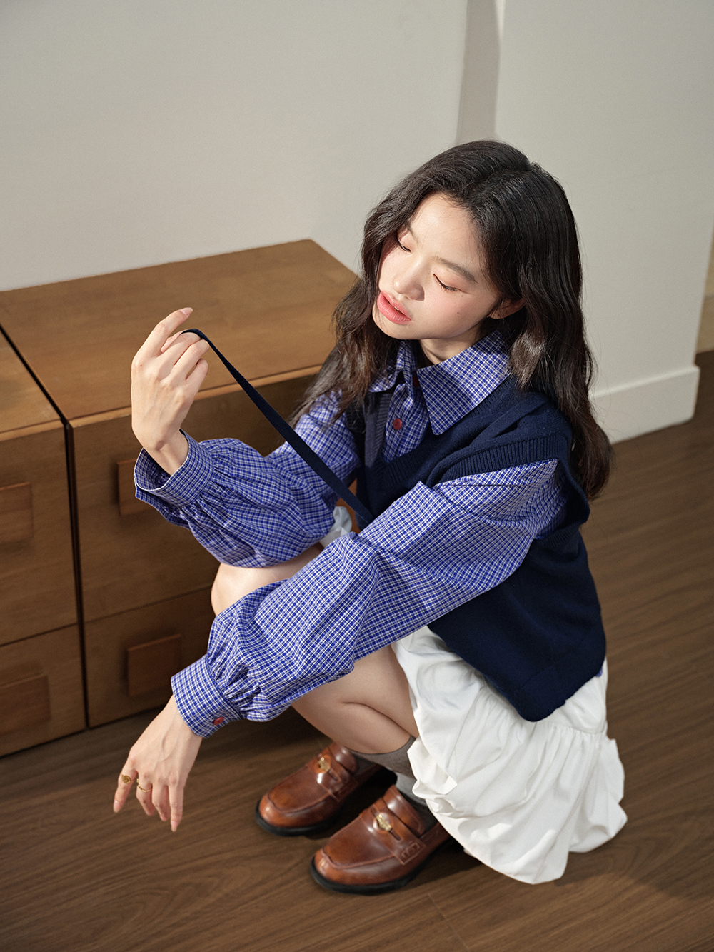 Vest and Ribbon Tie Dress