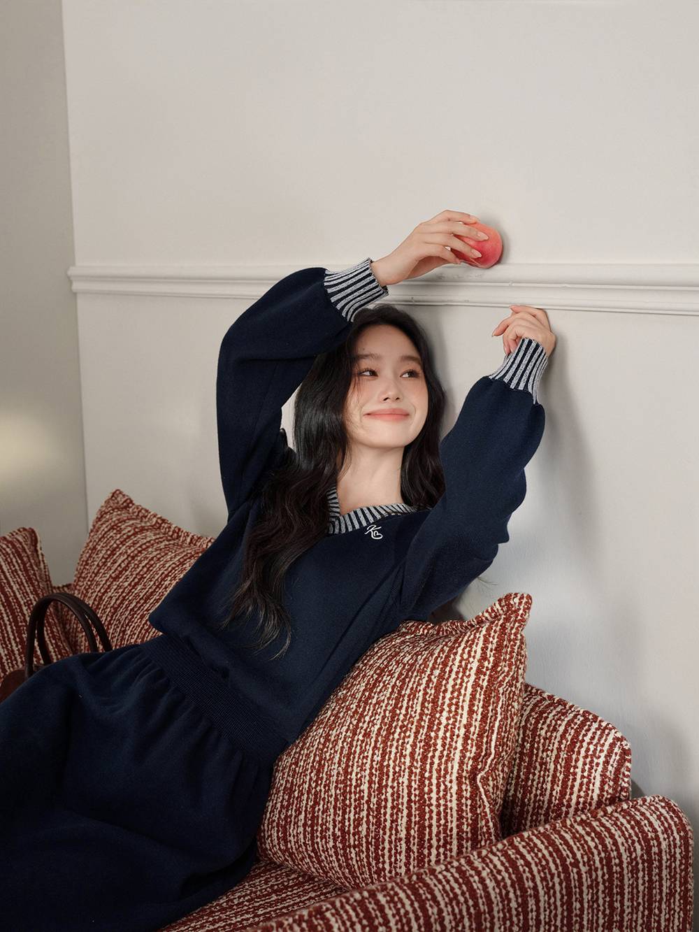 Striped Waist Cinched Knit Dress