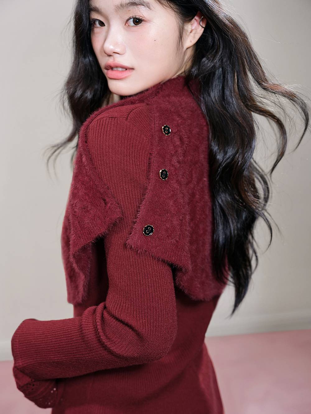 Knit Cape and Long-Sleeve Top