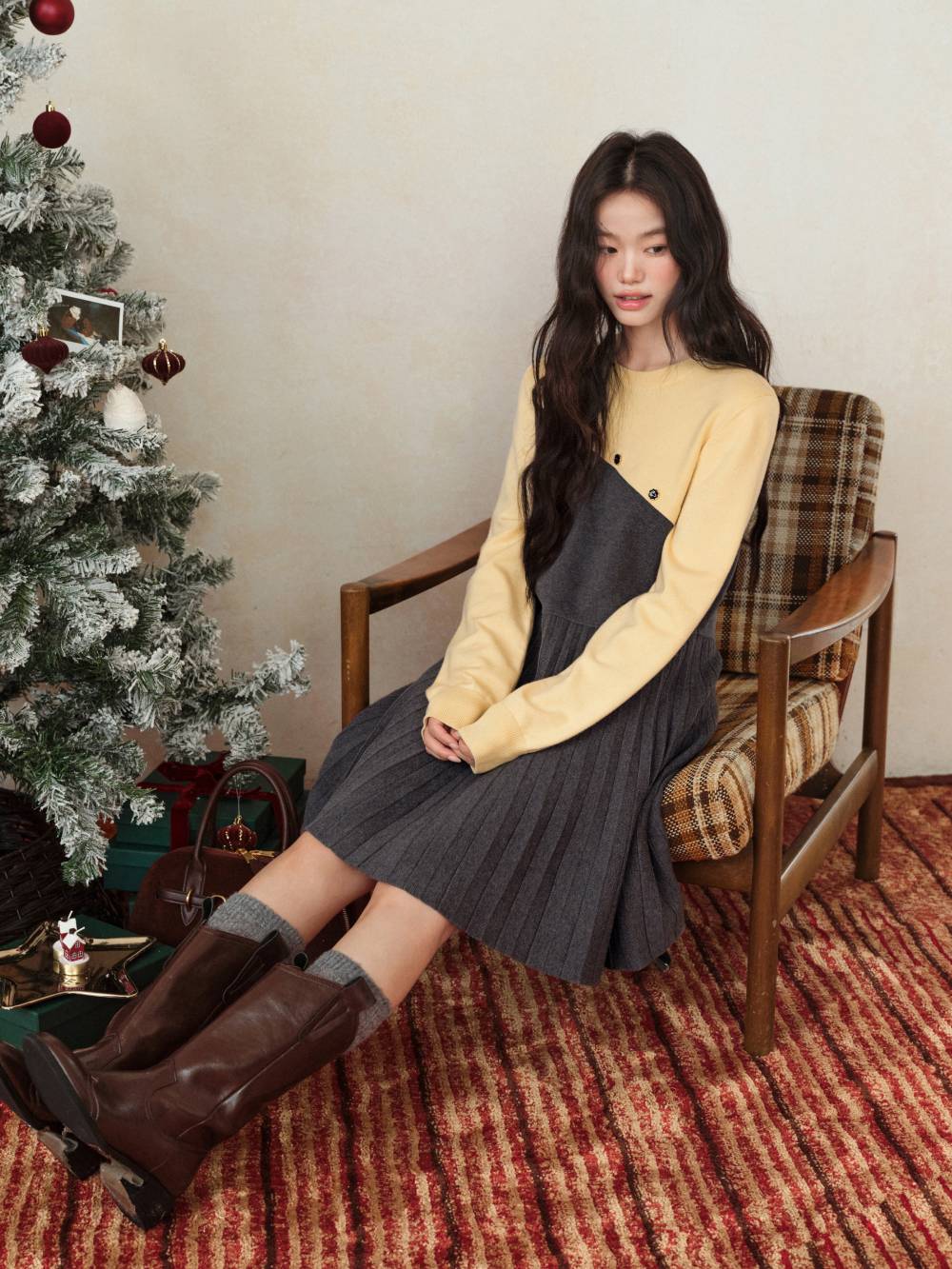 Two-Tone Knit Dress
