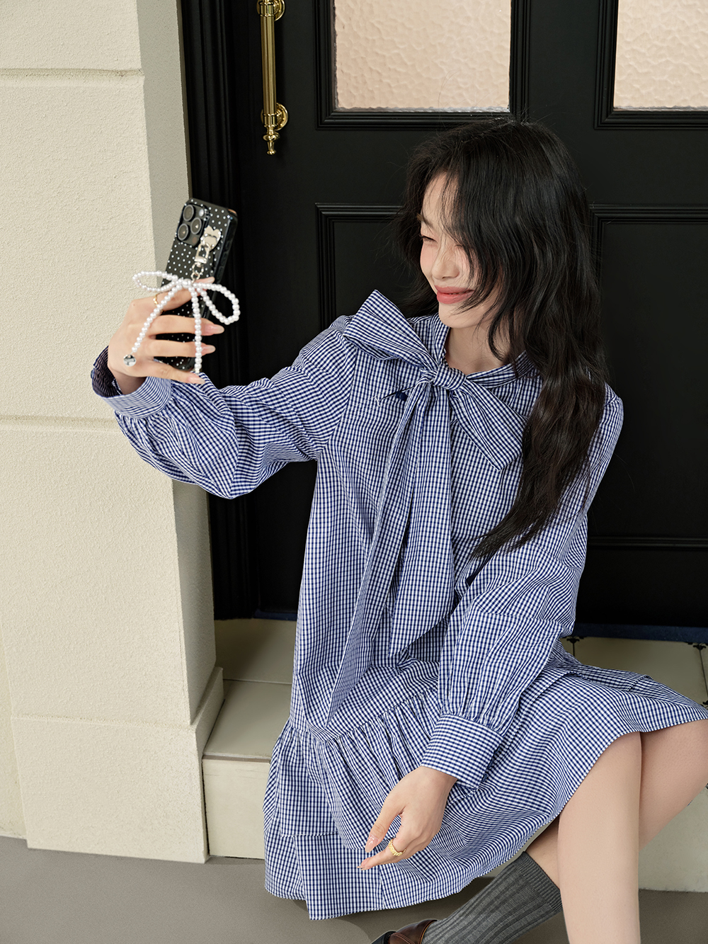 Vest and Ribbon Tie Dress